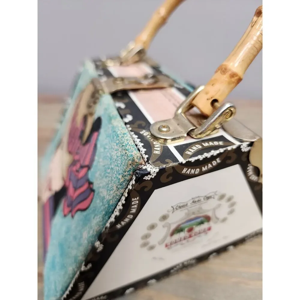Purse CIGAR BOX Pocket book-Unique Beaded Art Deco Woman Leopard Print